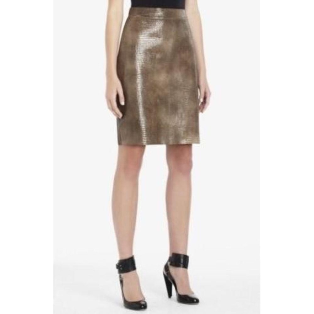 BCBGMAXAZRIA LEATHER IGUANA EMBOSSED SKIRT SZ 0